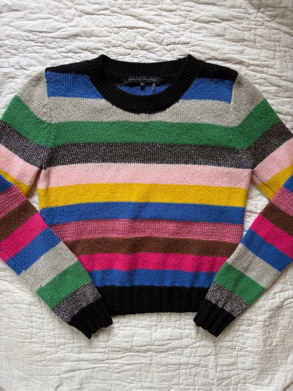 Women’s Rainbow Striped Crewneck Sweater - English Factory